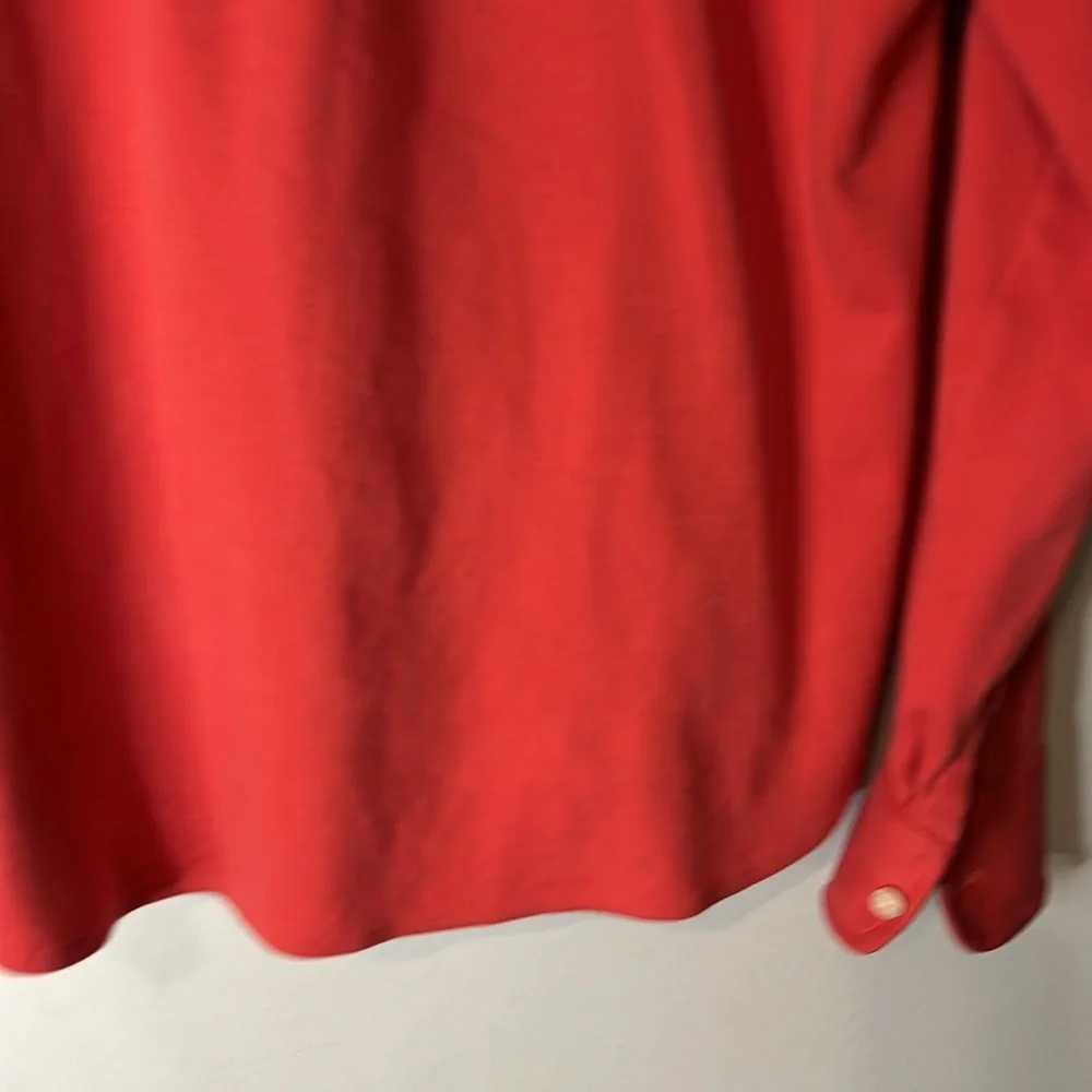 LL Bean Coral Pink Button Down Blouse Top Size Large 100%Cotton Jersey Material - Picture 8 of 10